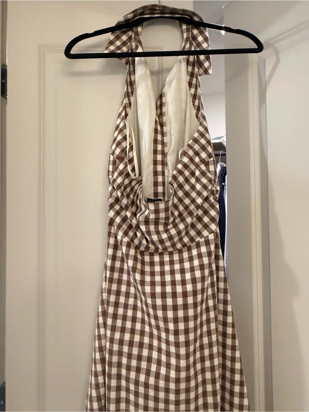 Veronica Beard Mackey Gingham Seersucker Halter Dress - Picture 9 of 10